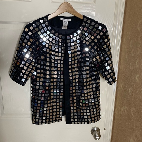Alice & Olivia Nelle embellished Mirrored top small womens - Picture 10 of 10